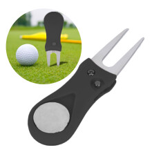 Portable Golf Divot Repair Tool Folding Ball Fork, Stainless Steel, 11cm