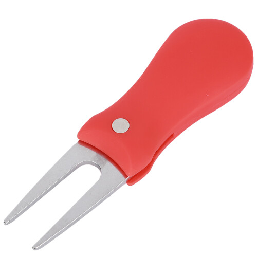 Lightweight Folding Divot Tool with Auto Ball Marker Function - Red