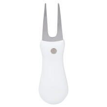 White Folding Golf Green Repair Tool with Ball Fork for On-the-Go Course Fixes