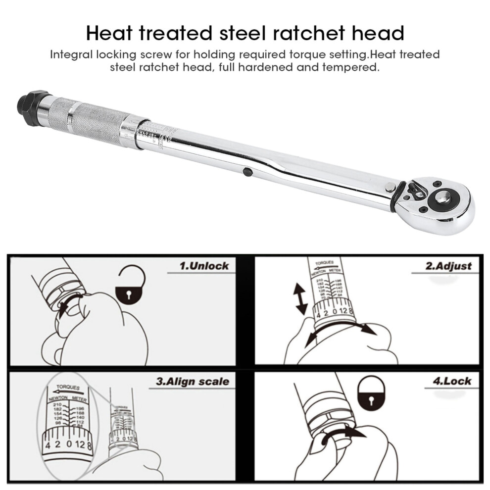 19-110Nm 3/8In Torque Wrench With Quick Release & Preset Ratcheting Spanner 7891362120894