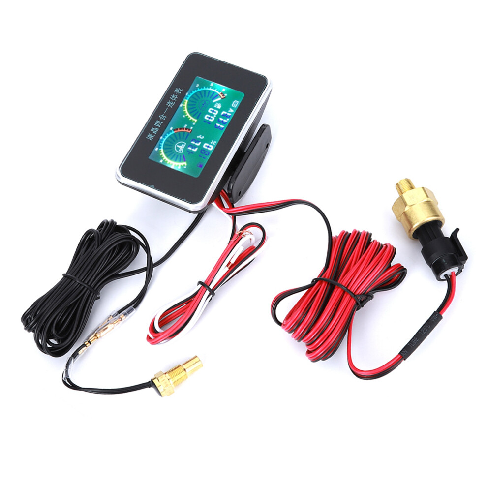 Dc 9V-36V 4-In-1 Car Lcd Display Volt Fuel Temp Oil Pressure Meter 4111362122333