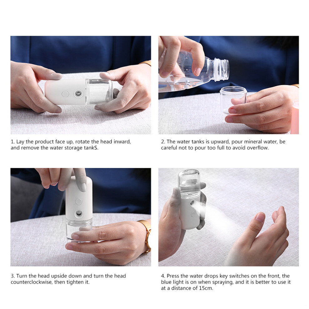 White Portable Face Mist Sprayer - Nanometer Hydration Anytime Anywhere