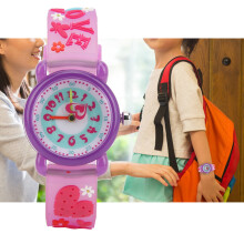 Kinder-Wasserdichtes PVC-Armbanduhr mit Quarzwerk, Lila, PE21, 30 mAh
