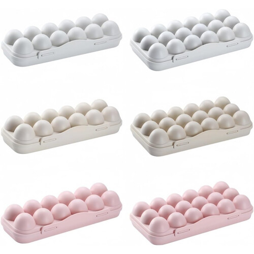 18 Grids Portable Egg Storage Box Plastic Egg Protector Case Slot Tray Container(18 Grid Beige) 1