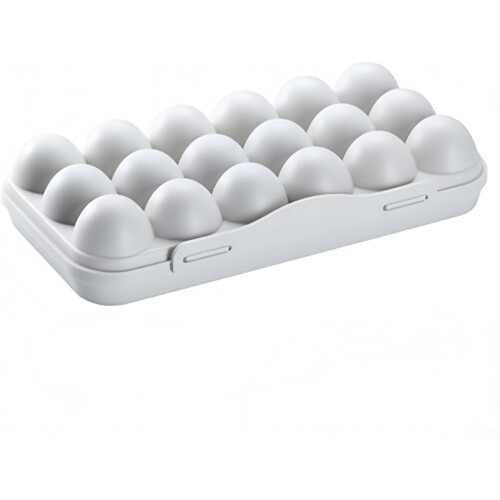 18 Grids Portable Egg Storage Box Plastic Egg Protector Case Slot Tray Container(18 Grid Beige) 2