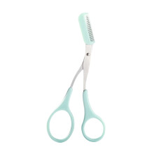 Stainless Steel Eyebrow Trimmer Scissor with Comb for Facial Hair Removal Grooming Shaping Shaver Cosmetic Makeup Access Green