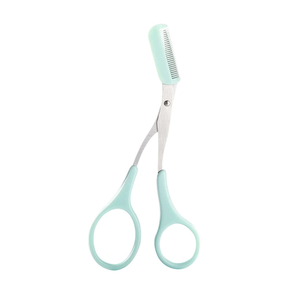 Green Stainless Steel Eyebrow Trimmer Scissor With Comb For Facial Hair Removal Grooming Shaping Shaver Cosmetic Makeup Access
