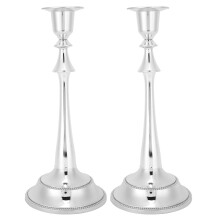 Romantic Silver Zinc Alloy Candlestick Holders for Home &amp; Weddings