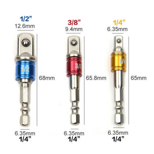 3Pcs Hex Impact Driver Adapter Set for Electric Tools 3 Sizes Compact Design 1