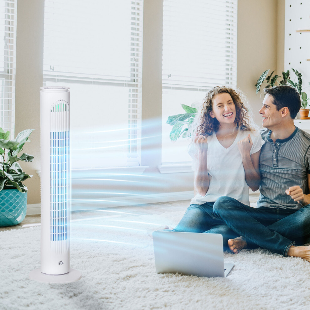 Homcom 30" Led Tower Fan With 70 Oscillation Remote Controller White