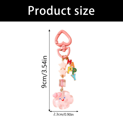 Unique Cloud Shape Keychain With Star Bead Bag-Pink clouds 2
