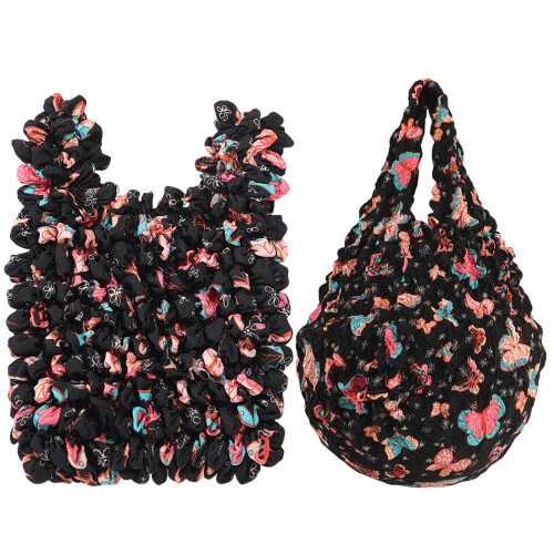 Stretch Charm bag, pleated bag, multi-purpose bubble bag-Black