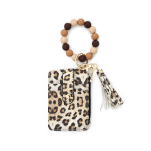 Lightweight Card Organizer Beaded Strap-Yellow leopard patte