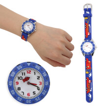 Kinderwasserdichte Quarzuhr mit PVC-Band, Blau, PE21, 30mAh