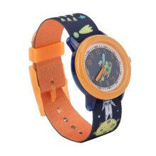 Kinder Kinder Cartoon Wasserdichte Orangeband Quarzuhr mit Nachtdesign
