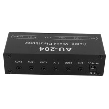 Mini 2-Weg Eingang, 4-Wege Ausgang Stereo-Audio-Splitter mit Kopfhörer-Verstärker