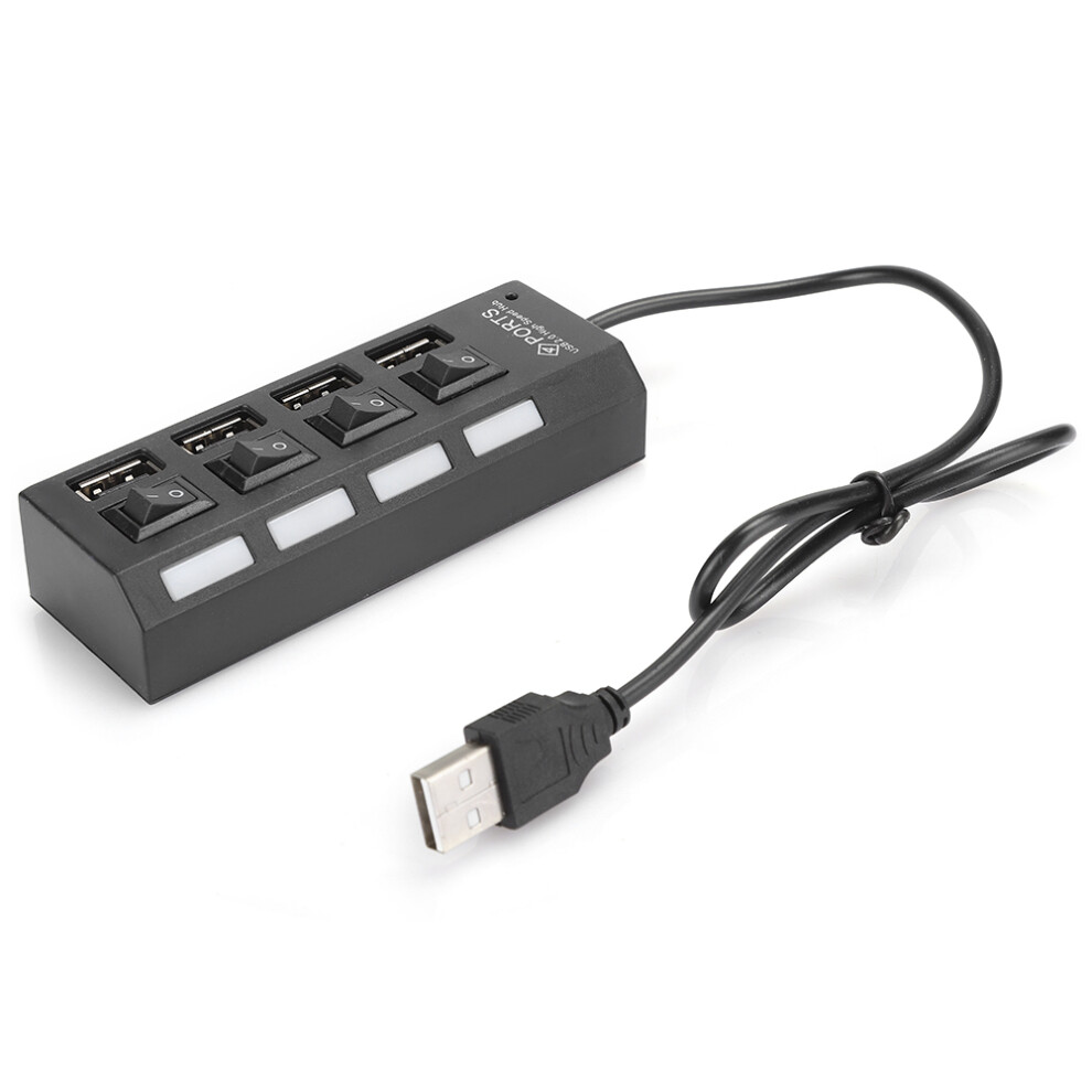 Usb 2.0 4-Port Multiport Hub For Desktop & Laptop High-Speed Splitter Black 9381362134871