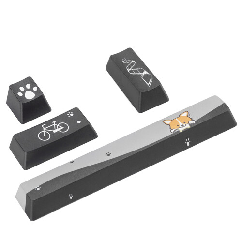 Mini Black Dogs Pattern Keycaps Set for Mechanical Keyboard (4 pcs)