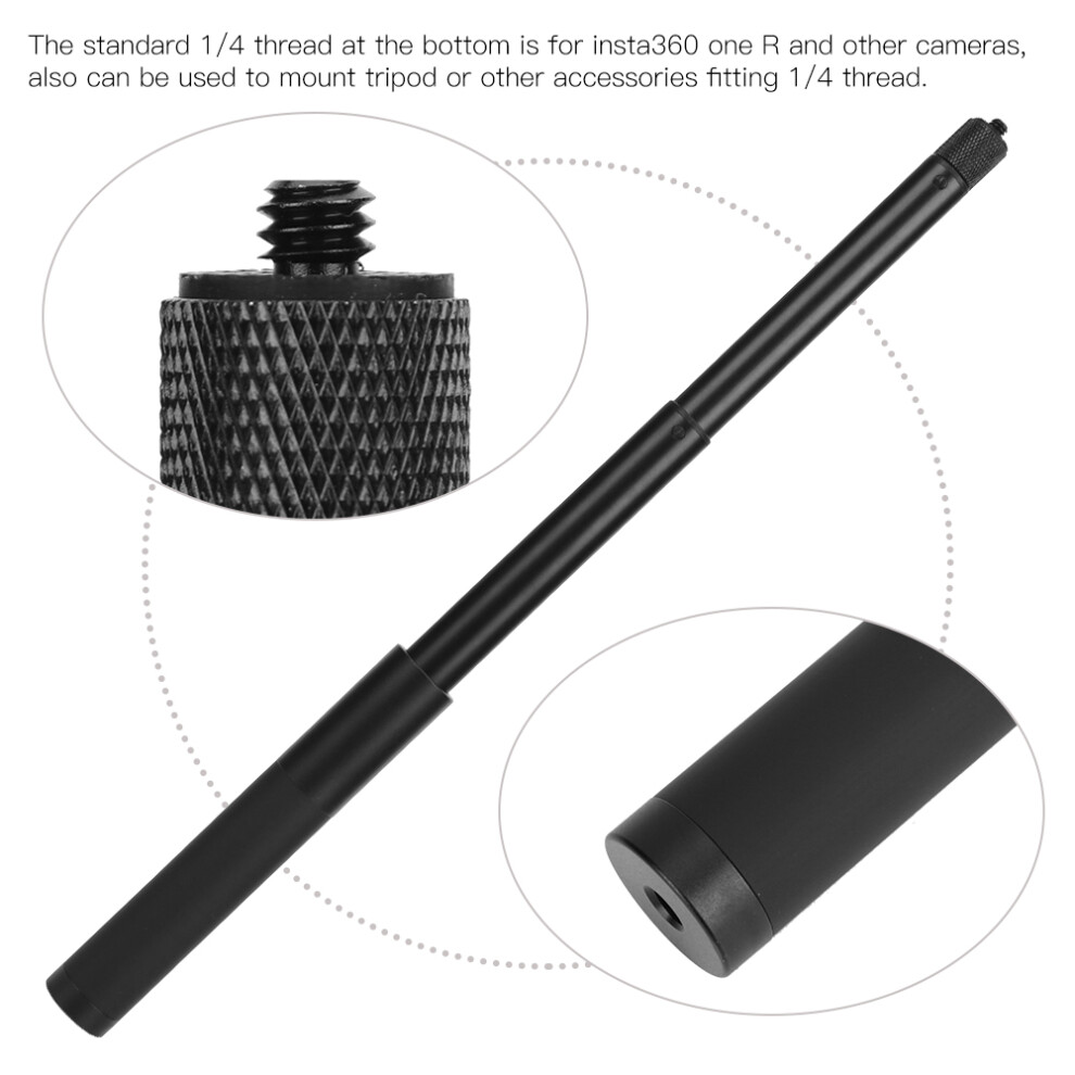 70Cm Aluminum Telescopic Selfie Stick For Insta 360 One R Camera Black 3391362135910