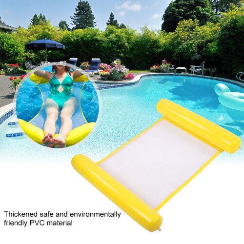 Inflatable Water Float Bed – 130x70cm, Yellow, Thickened PVC Pool Chaise