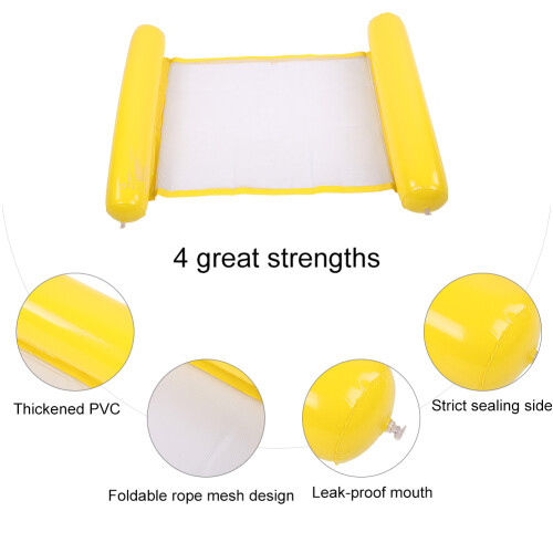 Inflatable Water Float Bed – 130x70cm, Yellow, Thickened PVC Pool Chaise 2
