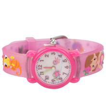 Pink Children Watch Waterproof PVC Strap Quartz Battery 30mAh