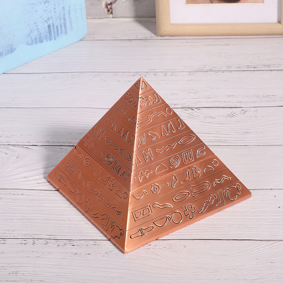 Copper Retro Metal Ashtray with Cover Egyptian Pyramids Shape Office Gift