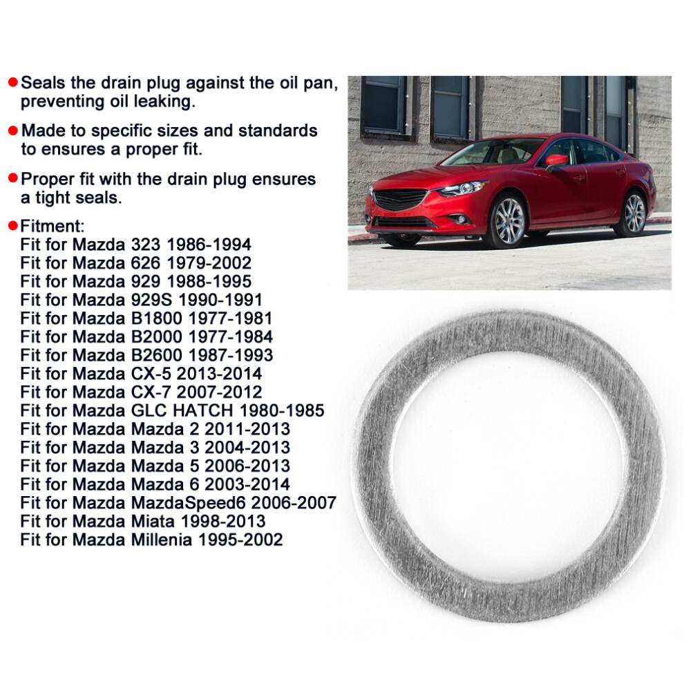 50Pcs Aluminum Oil Drain Plug Washers Fits Mazda Models 1977-2014 5091362138291