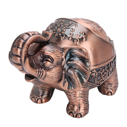 Standing Copper Elephant Ashtray with Cover Windproof and Sealed Smoking Set 1