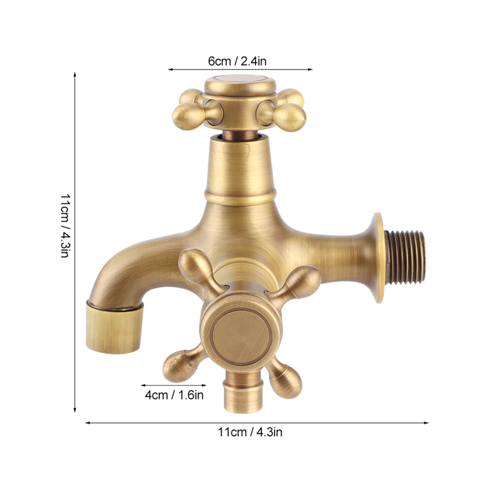 G1/2In Antique Gold Double Outlet Faucet For Mop Pool & Laundry 7661362141096
