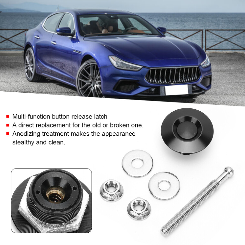 30Mm/1.2In Car Bonnet Lock Push Button Quick Release Hood Pins Universal Black 7601362142013