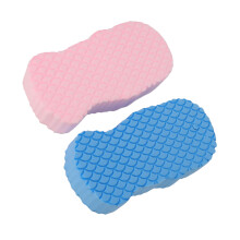 2 Stück 3D Badschwamm Peeling PVC Wiederverwendbarer Körperwäscheschwamm für Erwachsene & Kinder, Blau & Pink