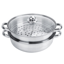 Innebygd dampkurv, dampgryte for matlaging, 2-etasjes multifunksjonell 18/8 rustfritt stål med oppvaskmaskinsikkert belegg og gjennomsiktig