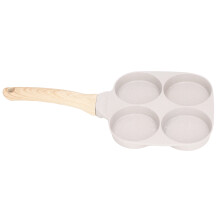 Frigideira multifuncional com várias cavidades, aquecimento uniforme, revestimento antiaderente, base plana em liga de alumínio, cabo ergonômico