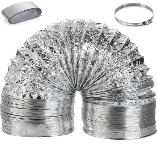 Conduit de ventilation en feuille d'aluminium, grande flexibilité et utilisation polyvalente dans les systèmes d'évacuation, résistant à la