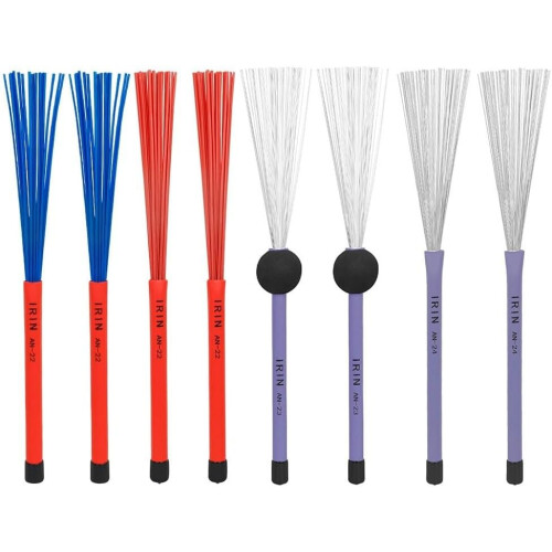 Multicolor Retractable Drum Brushes Designed for Jazz Musicians, Provides Lower Volume Playing Experience (AN22Red) 2