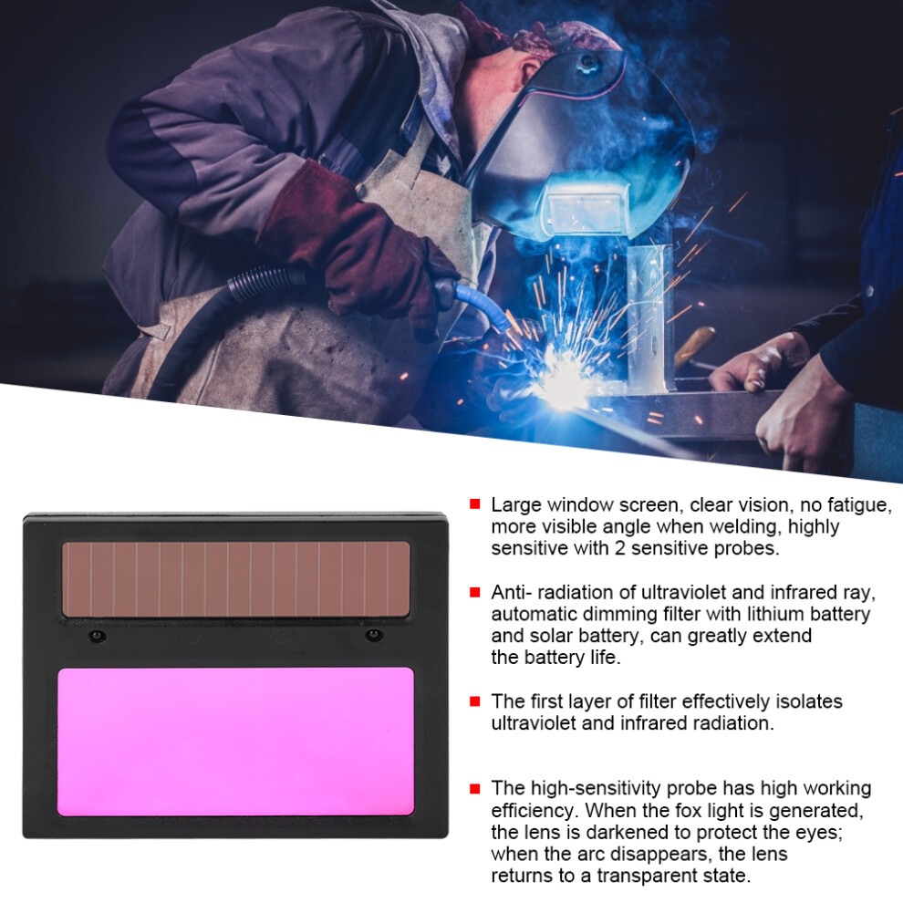 Welding Helmet Lens Auto Dimming Solar Power Adjustable Cover 4 X 4 In 8491362150113