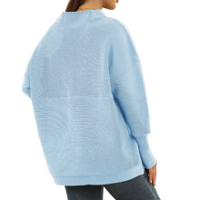 Herbst/Winter Damen gestrickter blauer Pullover mit langen Ärmeln, lässiges Pullover-Muster, Größe M