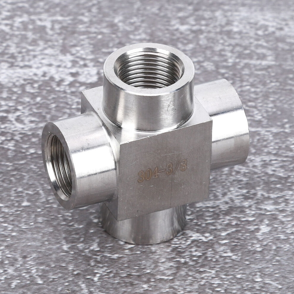 304 Stainless Steel G3/8 4-Way Tee Pipe Fitting Female Thread Industrial Grade 3591362150290