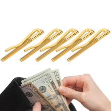 5 Pack Gold Steel Cash Clips 75mm Spring Anti Rust Electroplated Wallet Clips