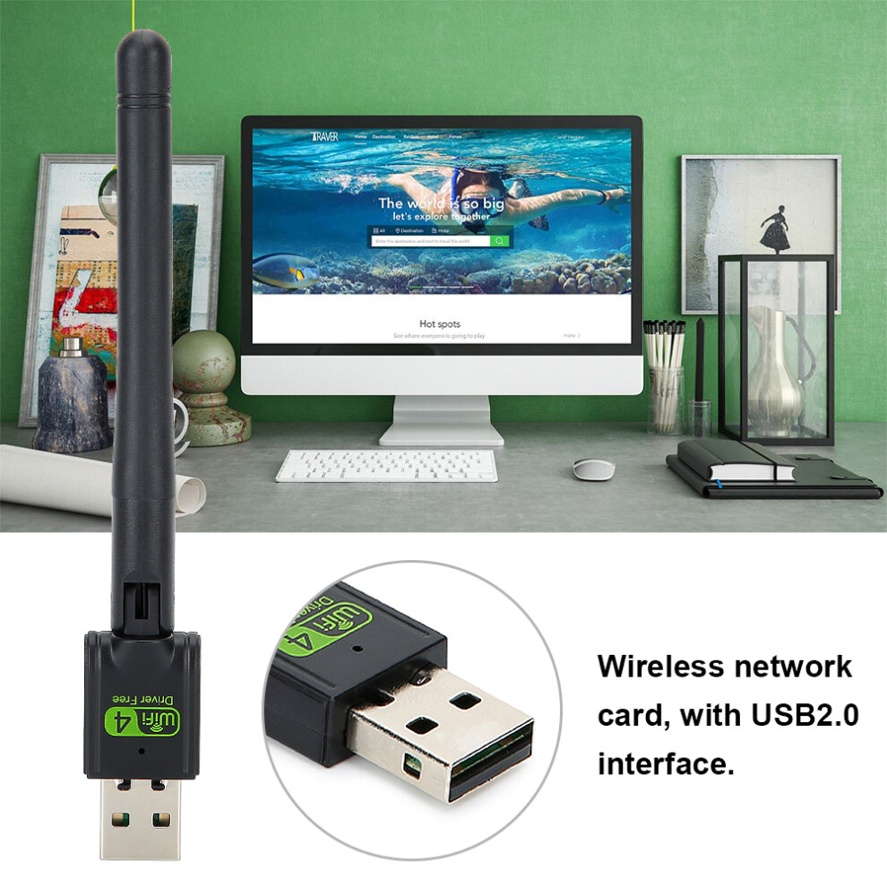 Drive Free Usb2.0 Wifi Adapter 150Mbps External Antenna 4331362152394