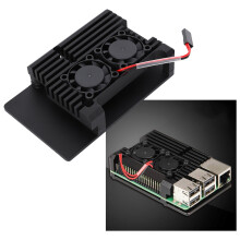 Aluminiumlegierung-Gehäuse mit Doppel-Lüftern für Raspberry Pi 3 Model B, Schwarz