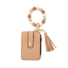 Lightweight Card Organizer Beaded Strap Attachment-Khaki
