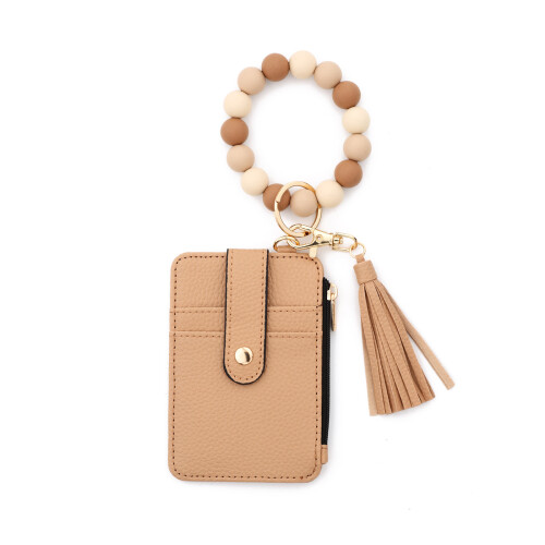 Lightweight Card Organizer Beaded Strap Attachment-Khaki