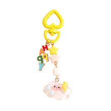 Fashionable Star Beaded Keyring Cloud Design Bag-White clouds