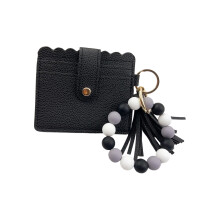 Stylish Tassels Trim Silicone PU Travel Card Case For-Black