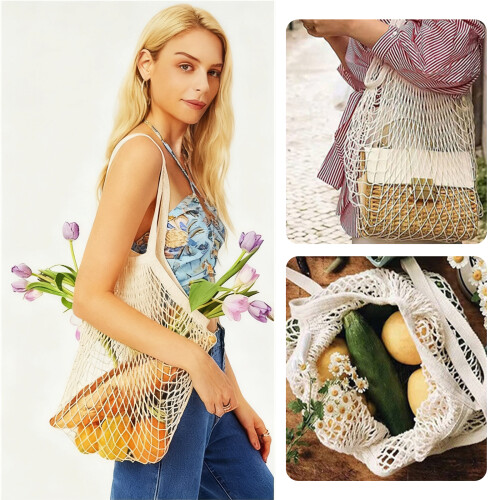 3Pcs Cotton Mesh Grocery Bag Spacious Reusable Container for-A 2