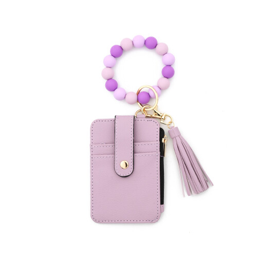 Lightweight Card Organizer Beaded Strap Attachment-Purple