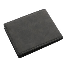 Minimalist Purses Mens Wallet Leather Bifold Wallet with-Black