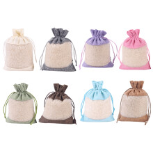 8PCS Reusable Linen Storage Pouch 10x14cm Breathable Drawstring